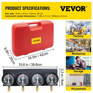 Foto 7 | Kit De Herramientas De Sincronización De Carburador Vevor Fuel Vacuum Con Manómetro S - Venta Internacional.
