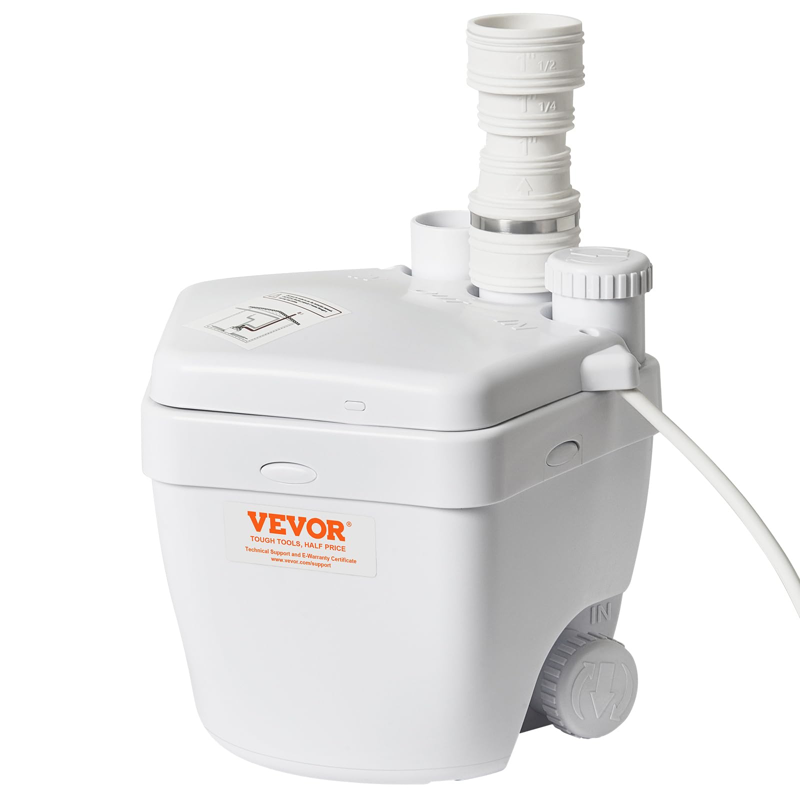 Sistema De Bomba De Sumidero Vevor, 1/3 Hp, 120 V, 1750 Gph, Cabezal De 5,5 M, Blanco - Venta Internacional.