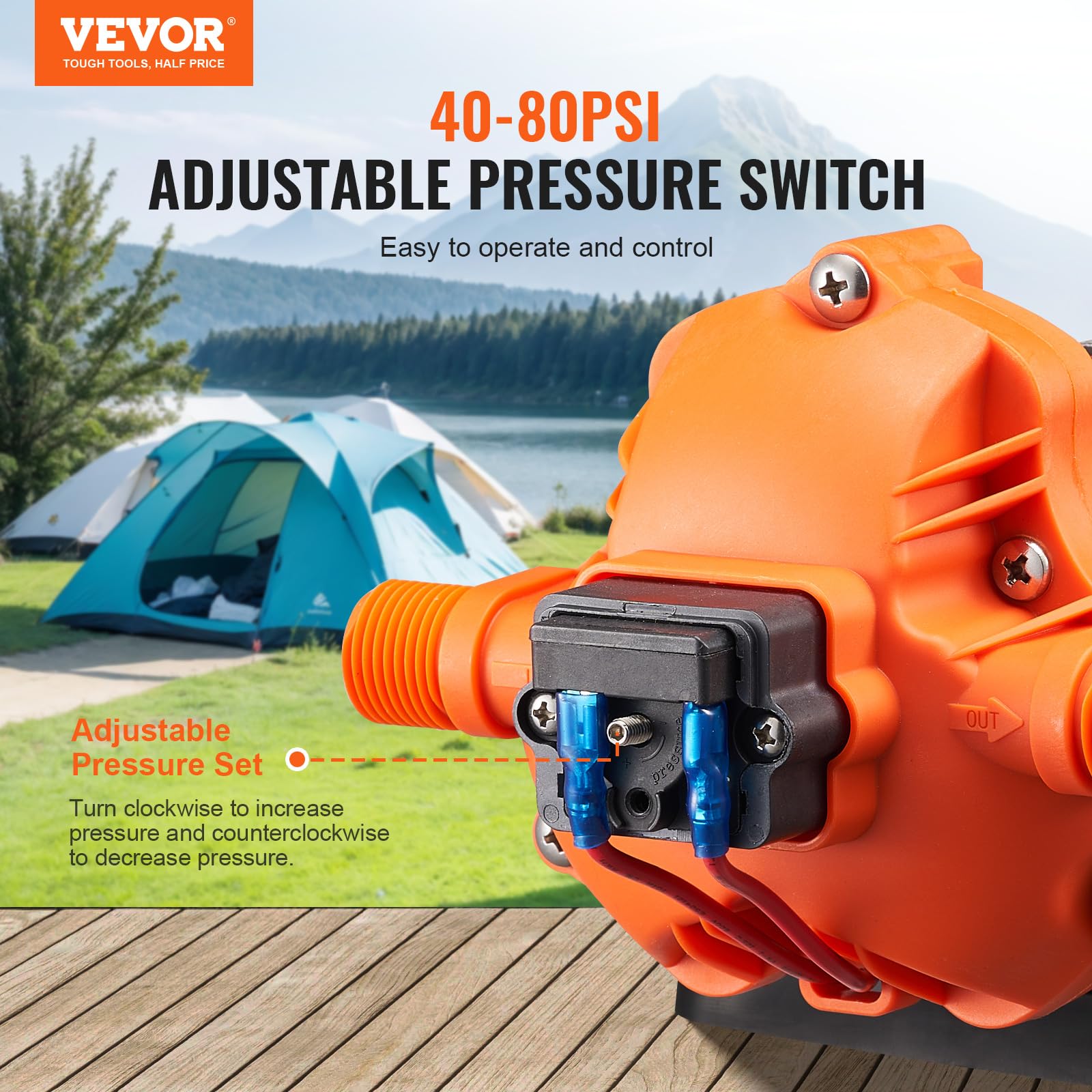 Foto 4 pulgar | Bomba De Diafragma Vevor 12 V 13,25 L/min 3,5 Gpm, 3 Cámaras, 40-100 Psi - Venta Internacional.