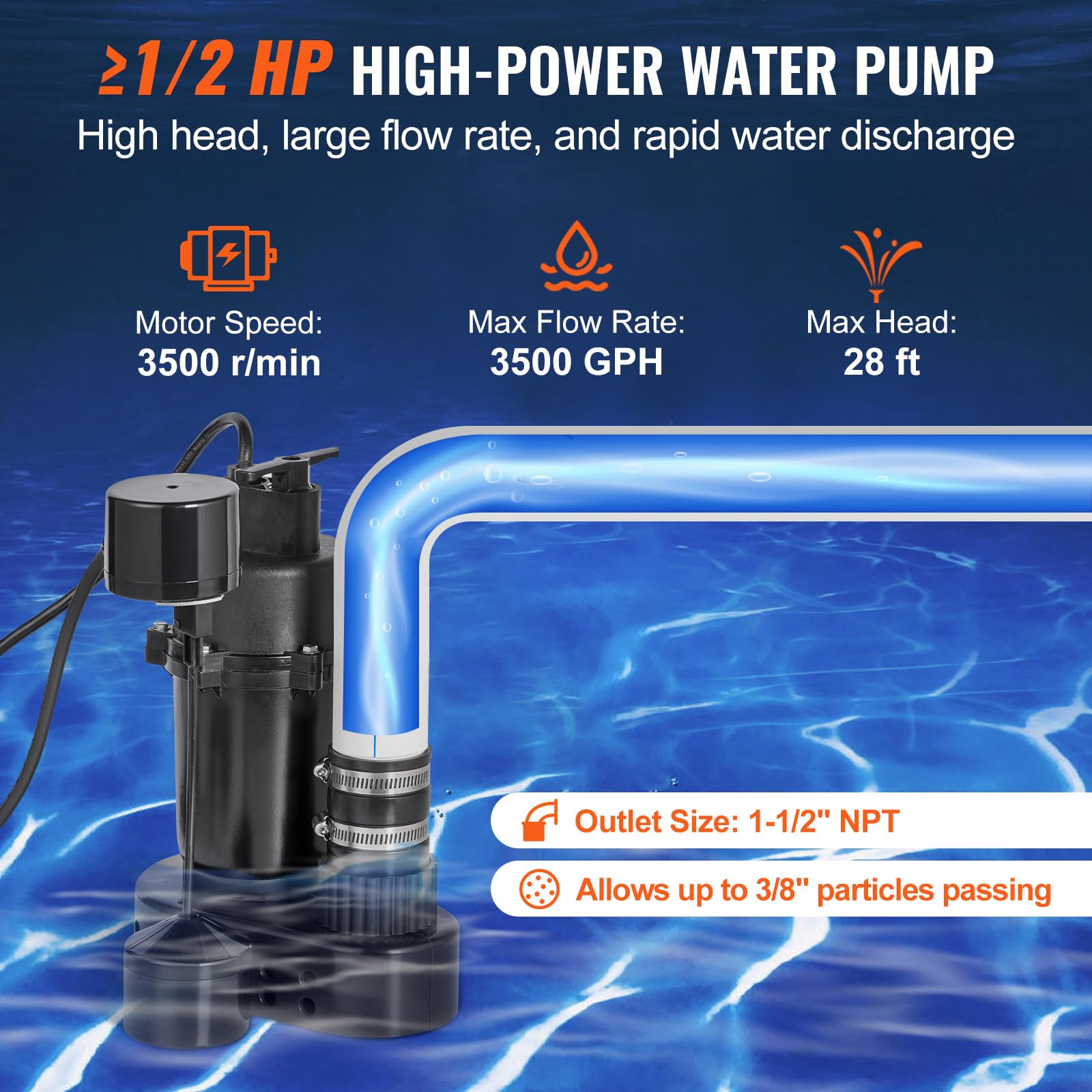 Foto 4 pulgar | Bomba De Fregadero Utilitaria Vevor 1/2 Hp 120 V 3500l/h Con Lavabo De 6 Galones - Venta Internacional.