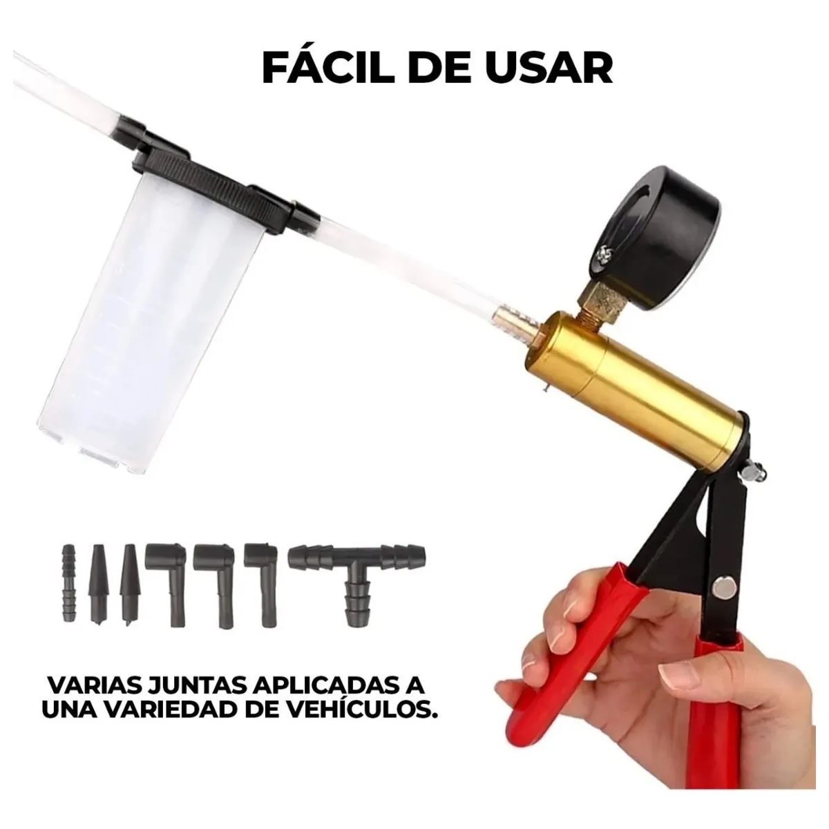 Foto 4 pulgar | Bomba De Vacio Manual Frenos Purgador Manometro Lab.g Rojo