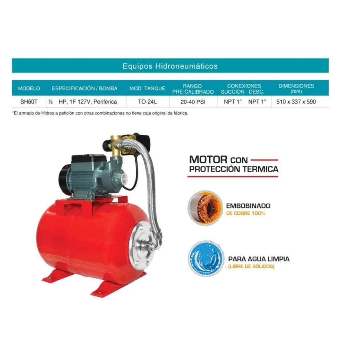 Foto 5 pulgar | Hidroneumatico Sh60t Shimge De 24 Litros 1/2 Hp