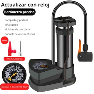 Foto 2 | Mini Bomba De Aire De Pie Con Barómetro Universal Negro