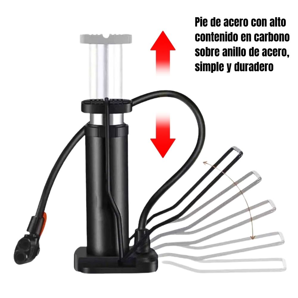 Foto 5 pulgar | Mini Bomba De Aire De Pie Con Barómetro Universal Negro