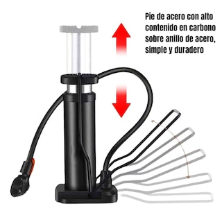 Foto 4 | Mini Bomba De Aire De Pie Con Barómetro Universal Negro