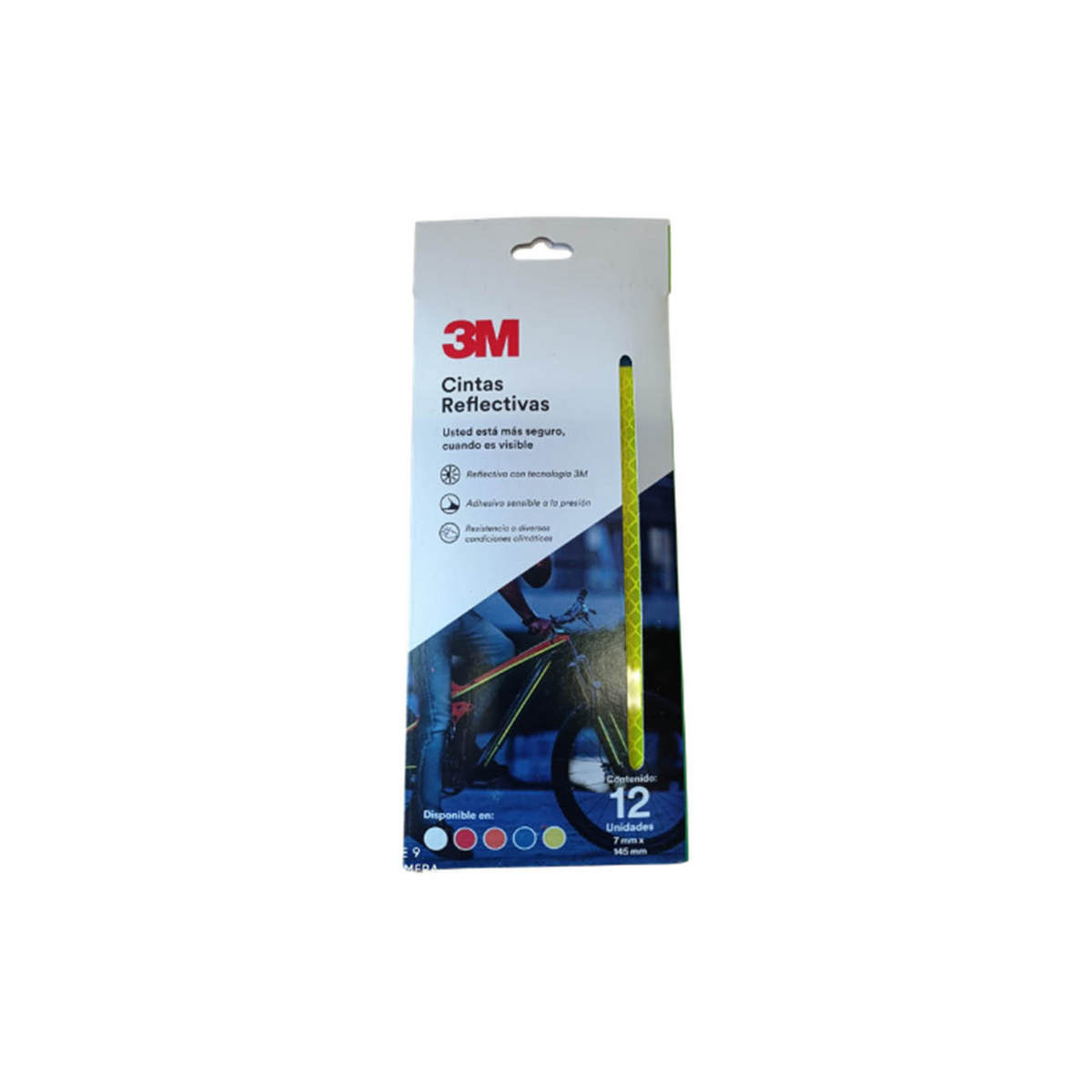 Foto 2 pulgar | Cinta Adhesiva Reflejante 3m Tira 7mm X 145mm (12 Pzas) Amarrillo