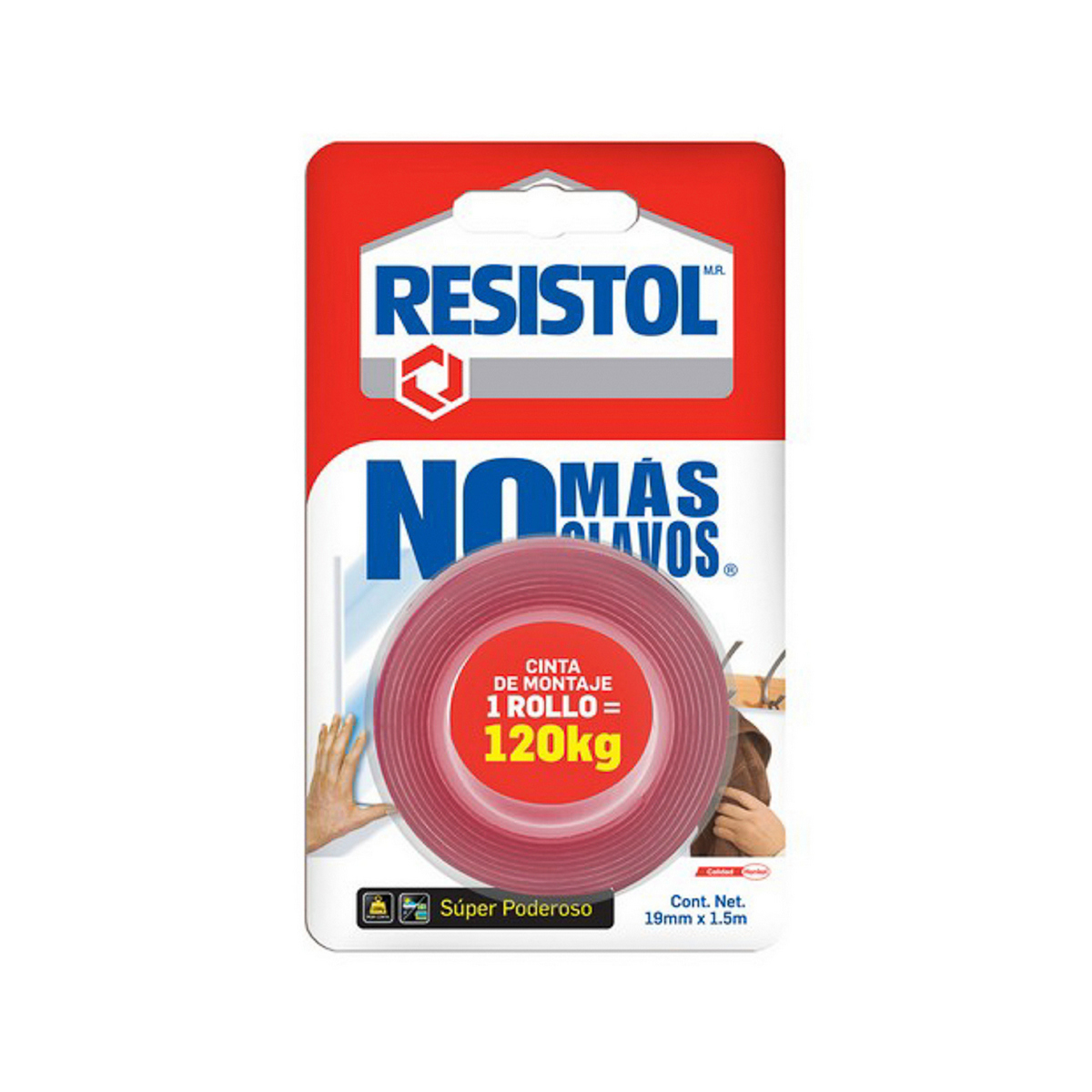Foto 1 | Cinta Espuma Doble Cara Resistol 3/4” (19mm) X 1.50mt Uso Pesado Interiores Exteriores (no Mas Clavos)