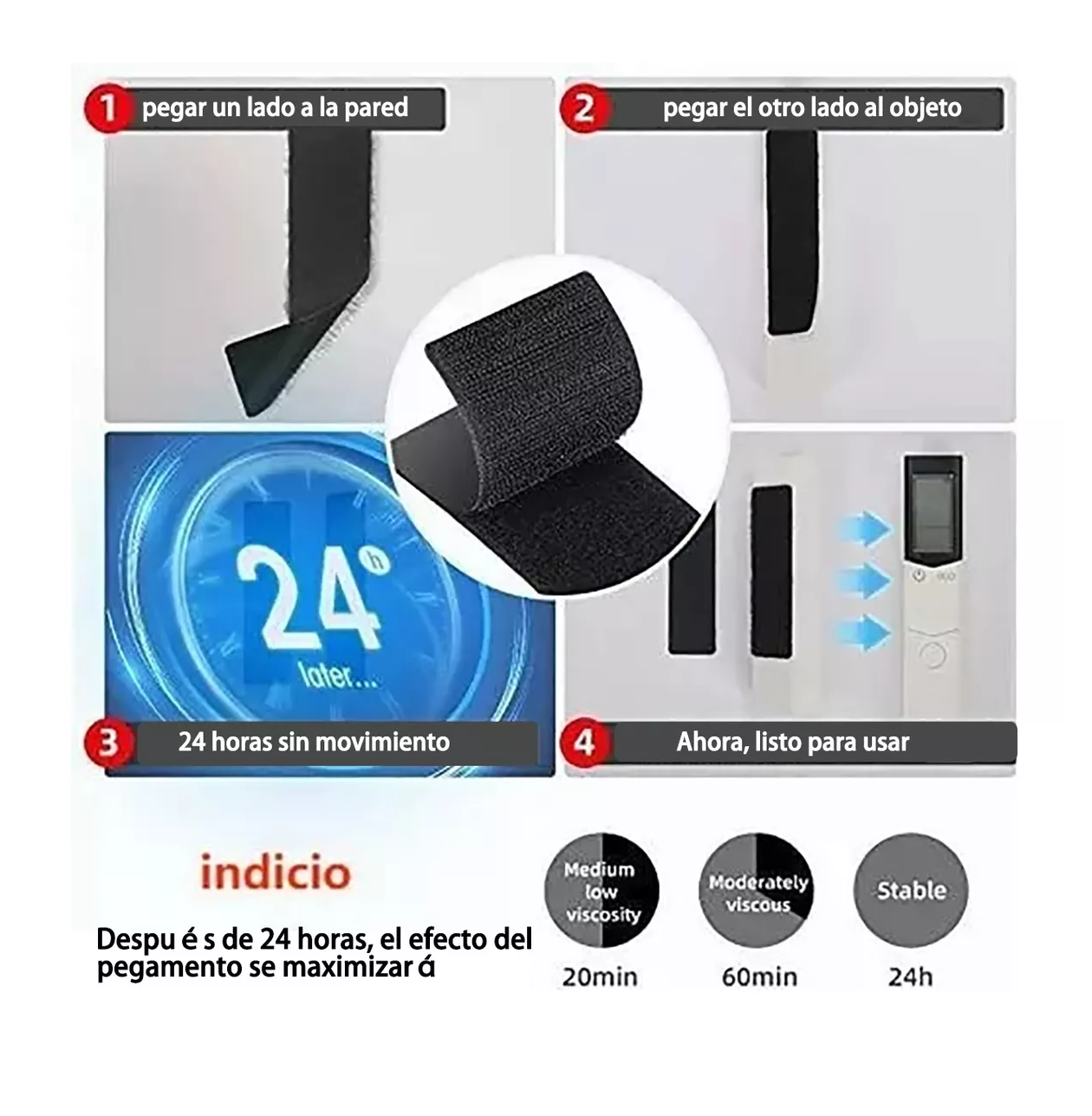 Foto 6 pulgar | Cinta de Contacto de Doble Velcro 3M 25m 2 Piezas Negro