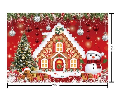 Foto 2 | Tapiz Pared Fondos Fotograficos Navideño Decoracion Adornos Casa De Jengibre Rojo