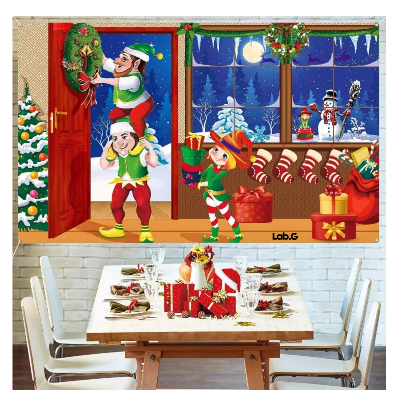 Foto 5 pulgar | Tapiz de Pared Fondos Fotográficos Navideños para Decoración