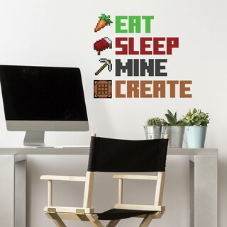 Foto 2 | Adhesivo De Pared Roommates Minecraft Eat Sleep Mine Crea Una Cotización - Venta Internacional.