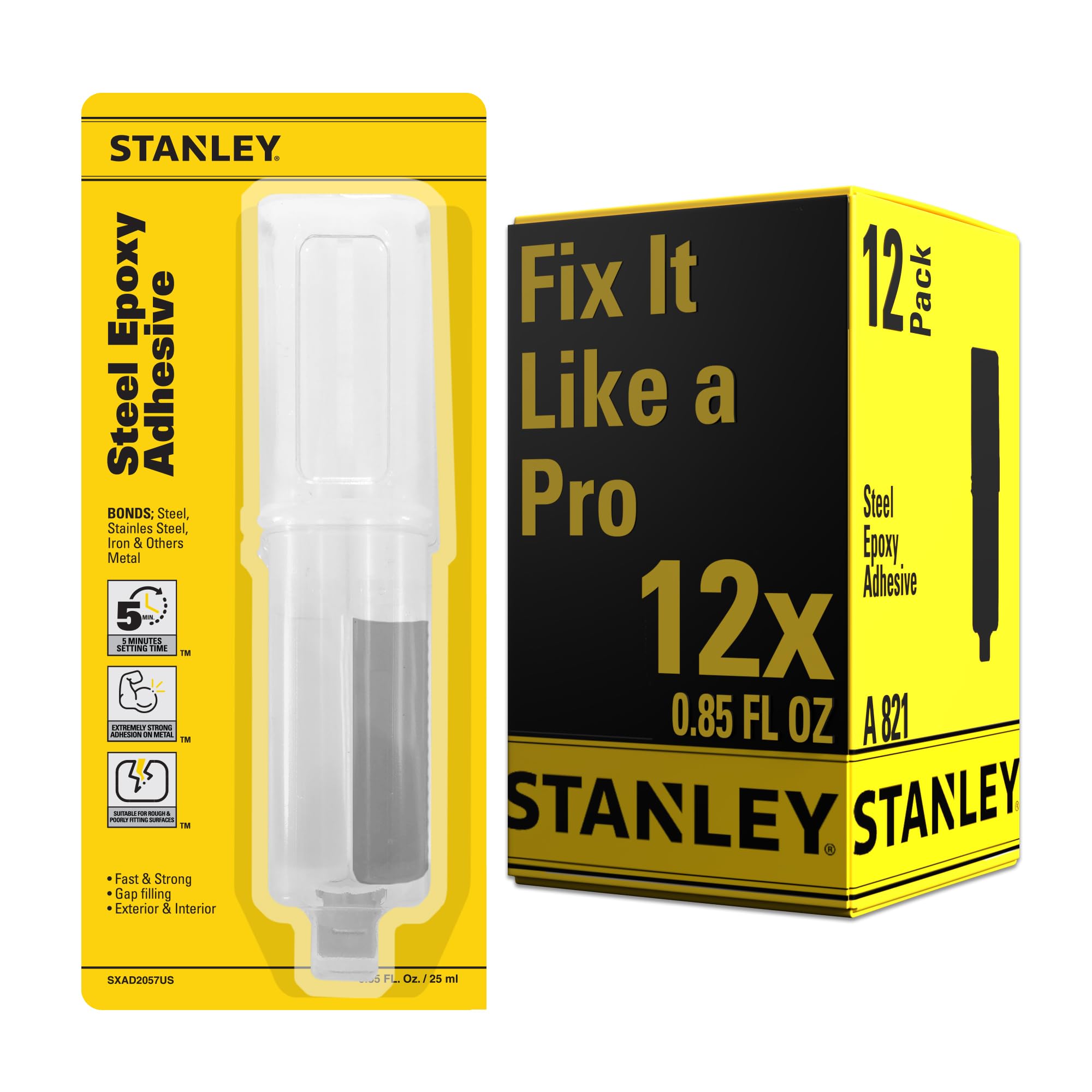 Foto 2 pulgar | Adhesivo Stanley Steel Epoxy de Unión Rápida 25 Ml Paquete de 12 - Venta Internacional