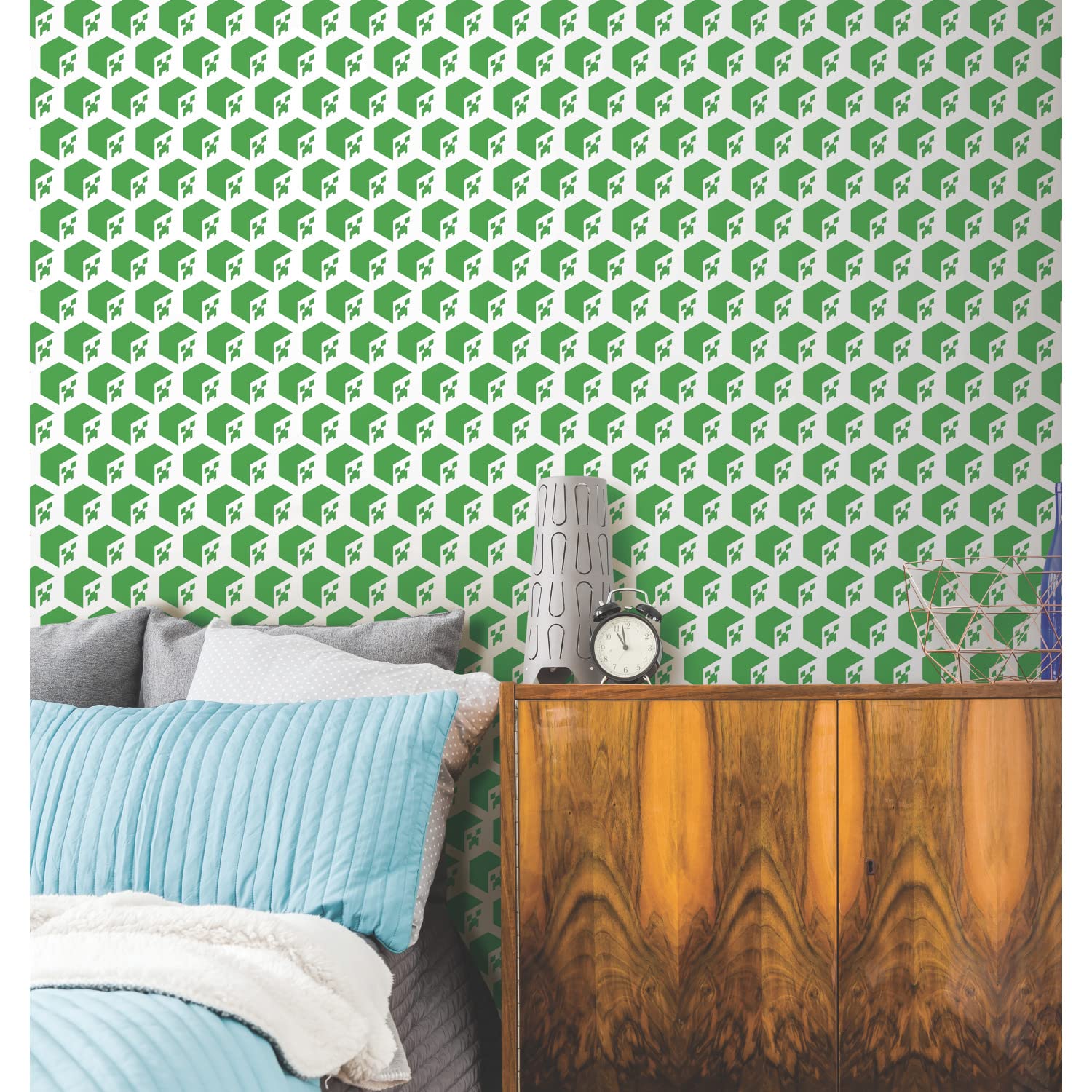 Foto 8 pulgar | Fondo De Pantalla Roommates Rmk12395rl Green Minecraft Creeper Face - Venta Internacional.
