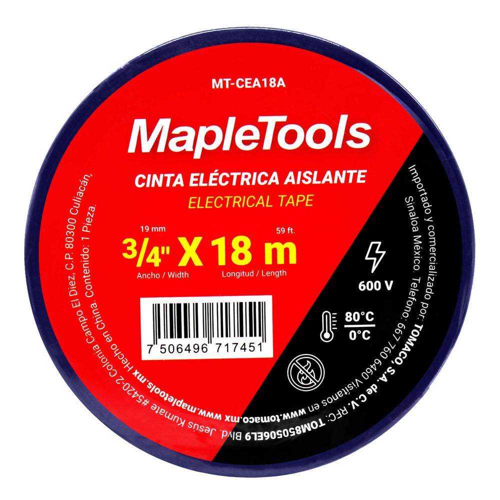 Foto 6 pulgar | Cintas Eléctricas Aislante Azul 12 Pack 19mmx18m Maple Tools