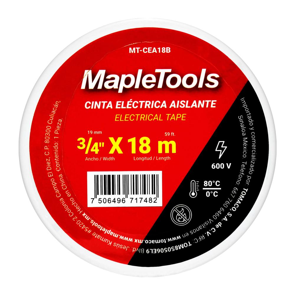 Foto 3 pulgar | Cintas Eléctrica Blanco 12 Pack 19mmx18m Maple Tools