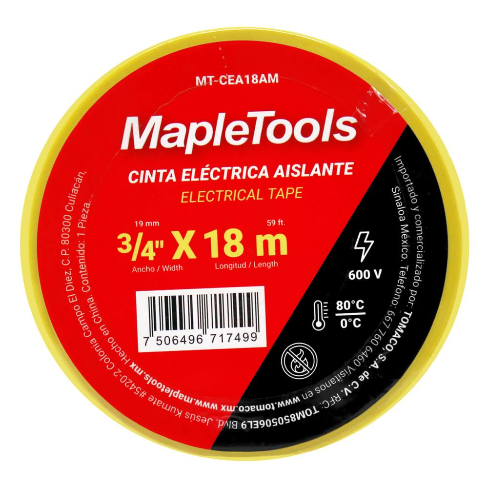 Foto 5 pulgar | Cintas Eléctricas Amarillo 12 Pack 19mmx18m Maple Tools