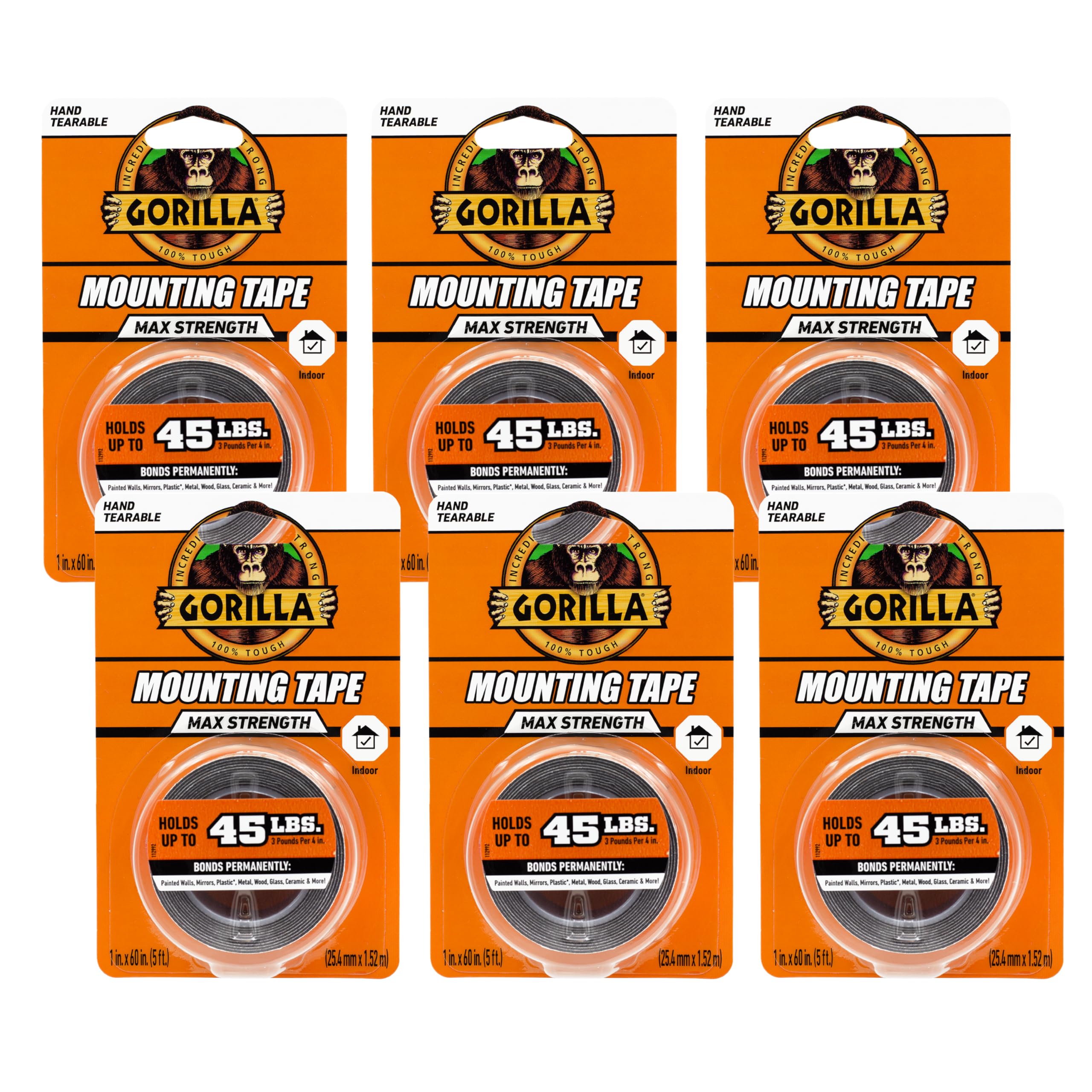 Cinta De Montaje Gorilla Max Strength De Doble Cara, 1 Cm X 1,5 M - Venta Internacional.