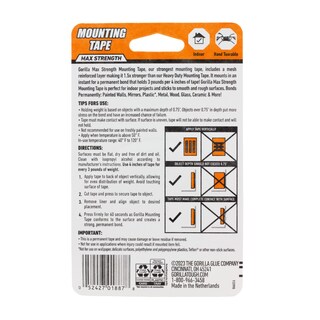 Foto 6 | Cinta De Montaje Gorilla Max Strength De Doble Cara, 1 Cm X 1,5 M - Venta Internacional.