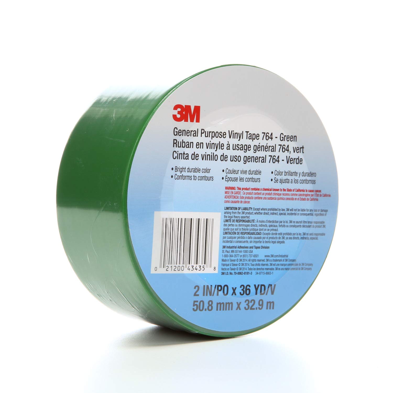 Foto 6 | Cinta De Vinilo 3m 764 Verde De 2 Cm X 33 M Para Distanciamiento Social, Paquete De 1 Unidad - Venta Internacional.