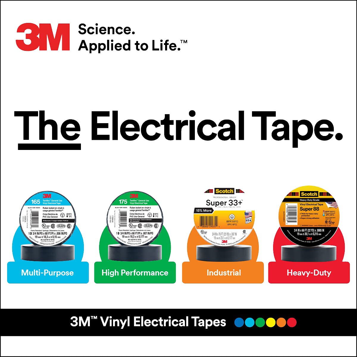 Foto 6 | Cinta Aislante 3m Temflex Vinyl 175 Ignífuga, 10 Rollos - Venta Internacional.