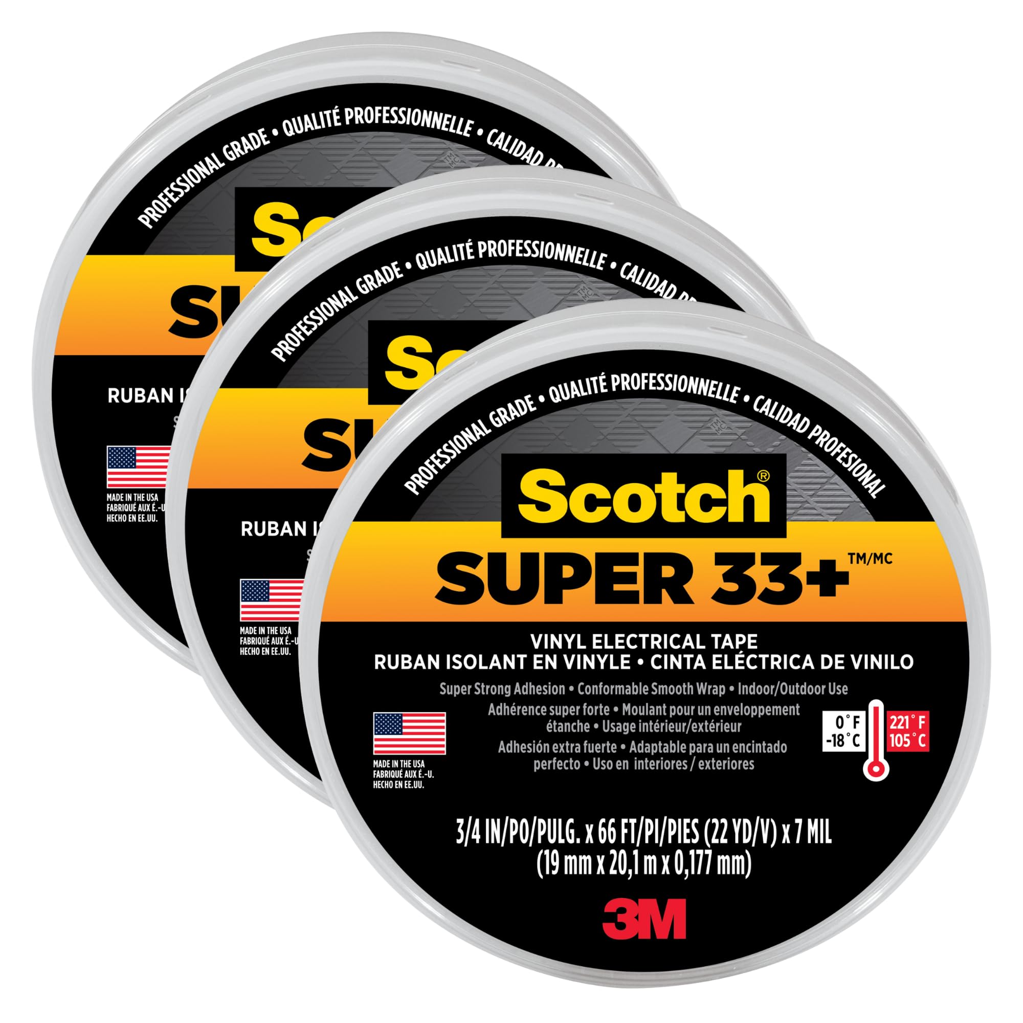 Cinta Aislante 3m Scotch Super 33+ De Vinilo, 19 Mm X 20 M - Venta Internacional.