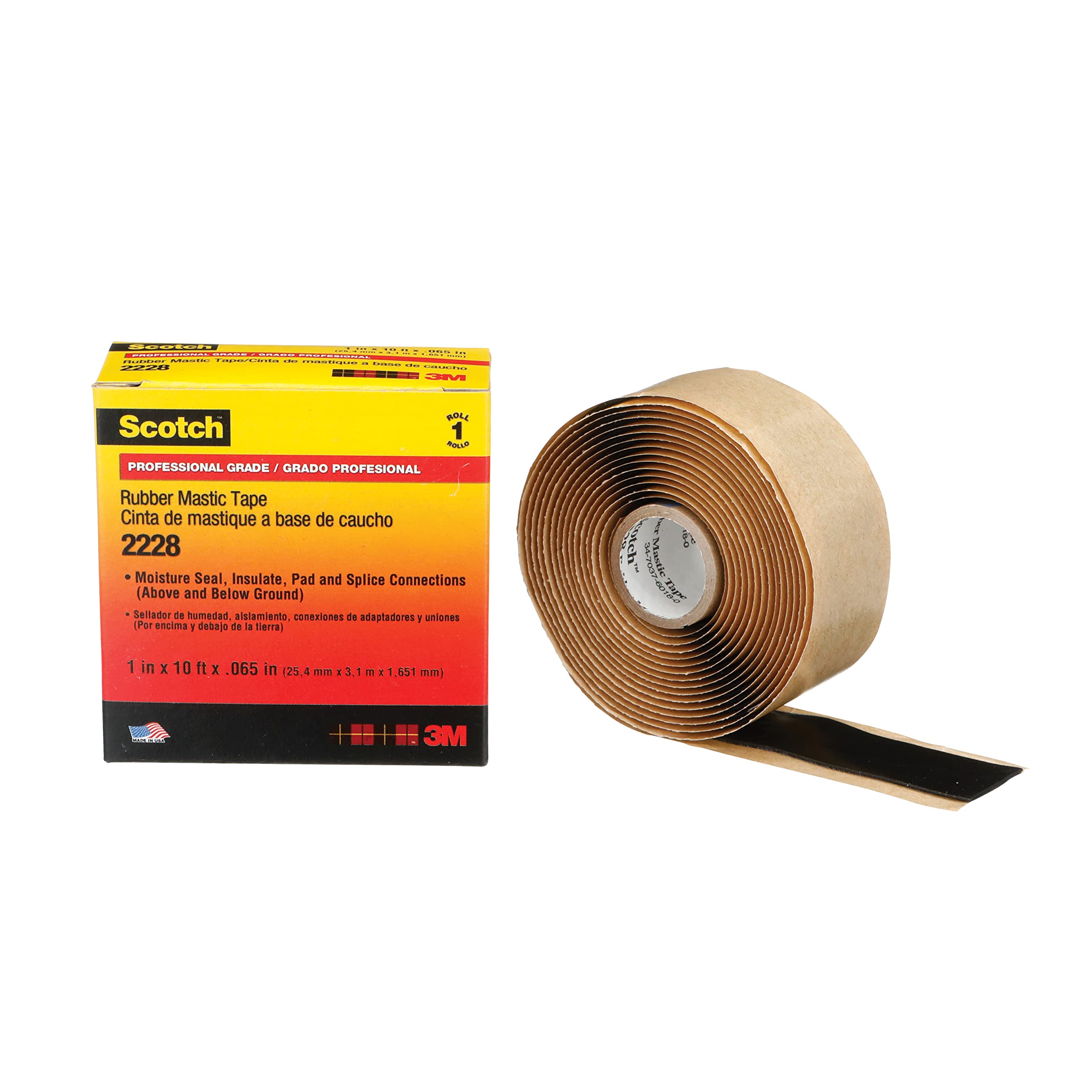 Cinta Adhesiva De Goma 3m Scotch 2228, 2,54 Cm X 3,05 M, Negra - Venta Internacional.