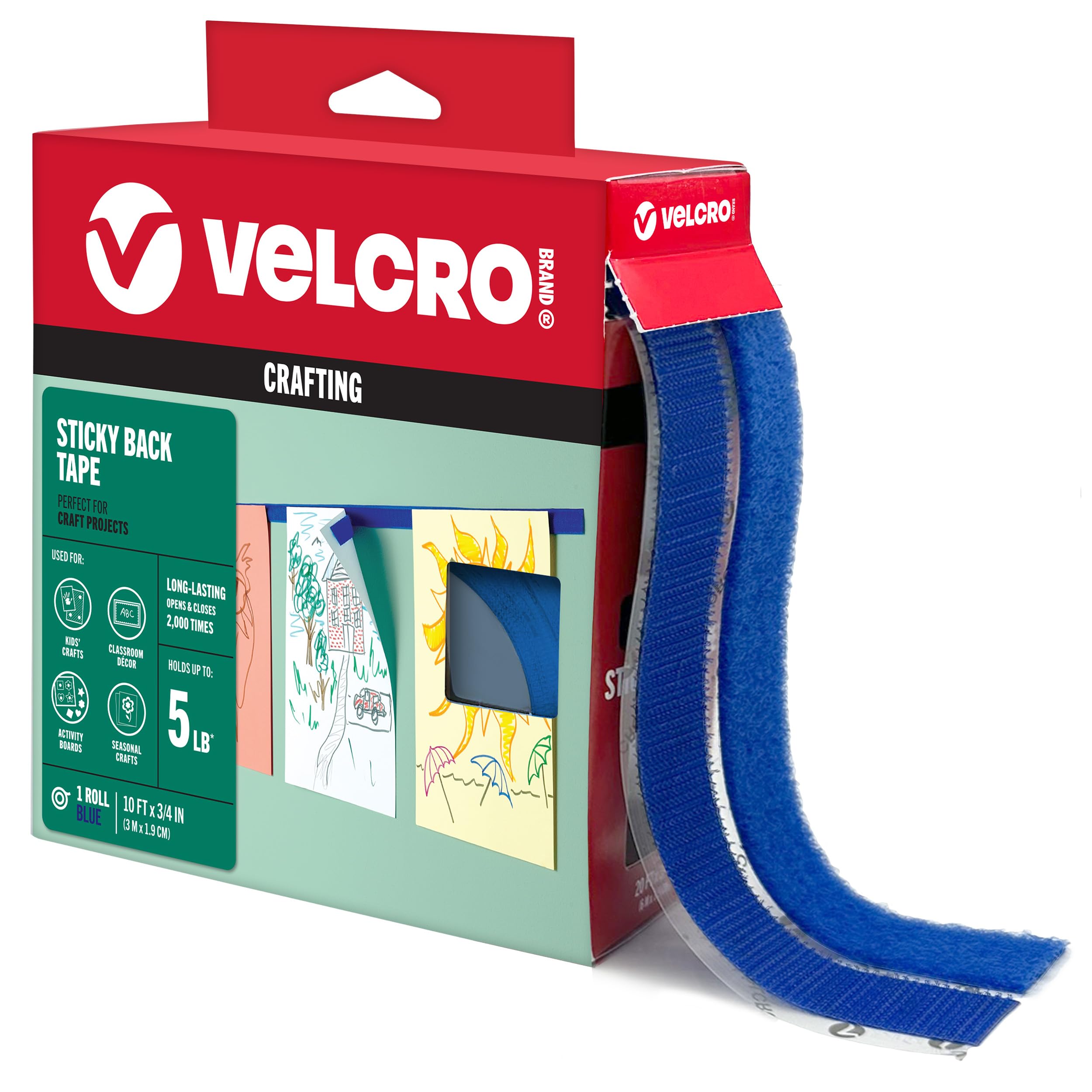 Foto 2 pulgar | Cinta Adhesiva En La Parte Trasera De La Marca Velcro, Colores Azules, 3 M Con Adhesivo - Venta Internacional.