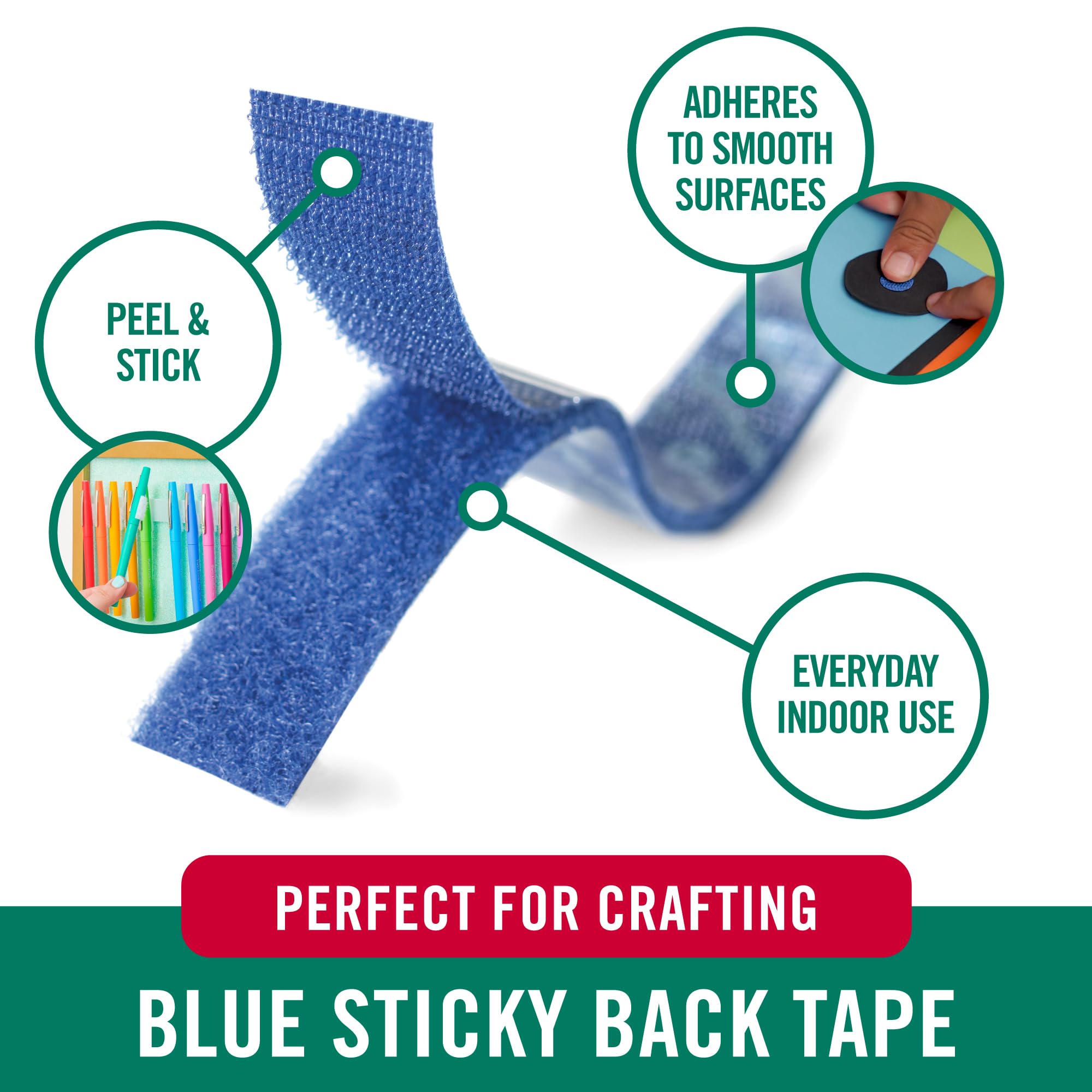 Foto 2 | Cinta Adhesiva En La Parte Trasera De La Marca Velcro, Colores Azules, 3 M Con Adhesivo - Venta Internacional.