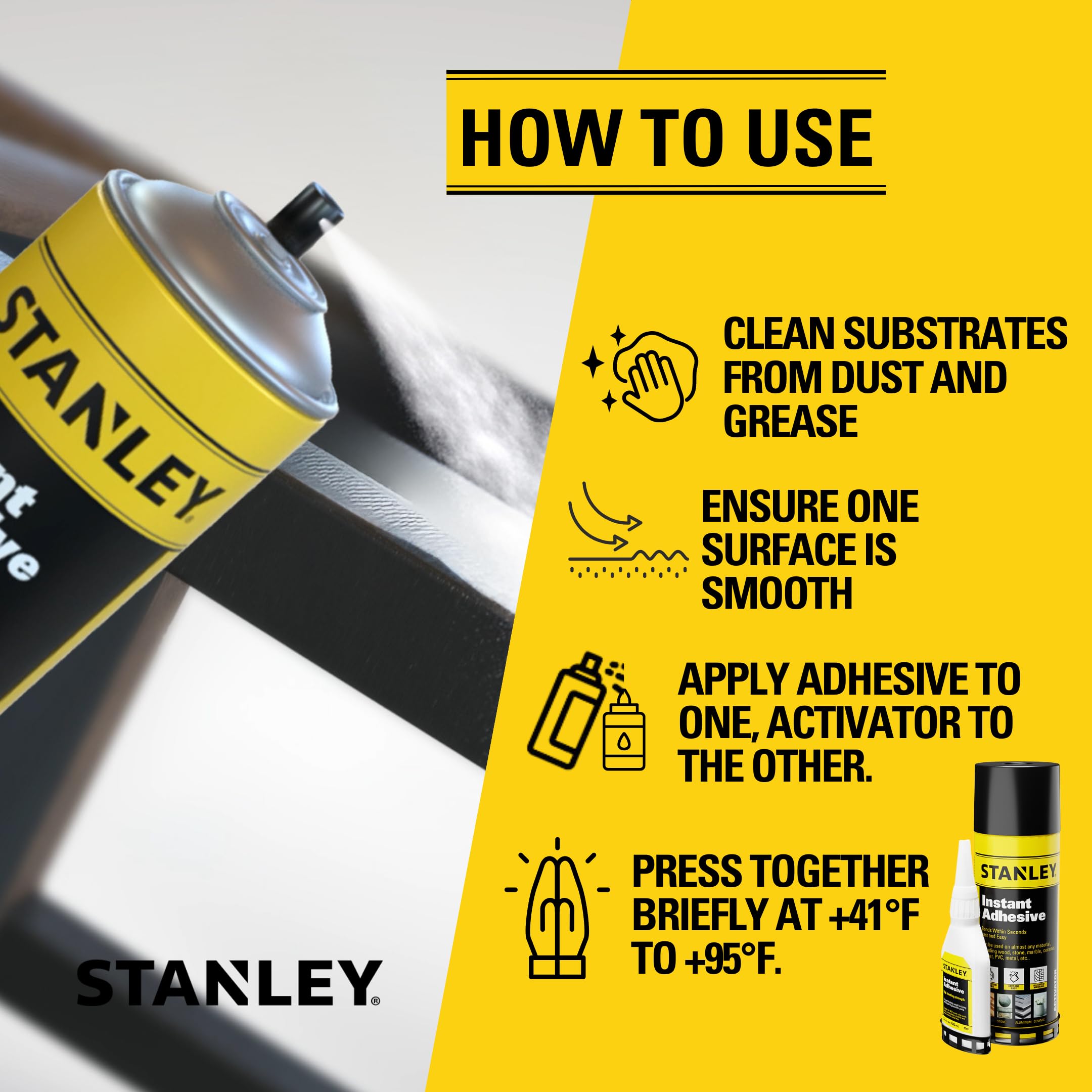 Foto 4 pulgar | Pegamento Stanley Ca Con Activador, Paquete De 50 Ml Y 200 Ml, Paquete De 2 - Venta Internacional.