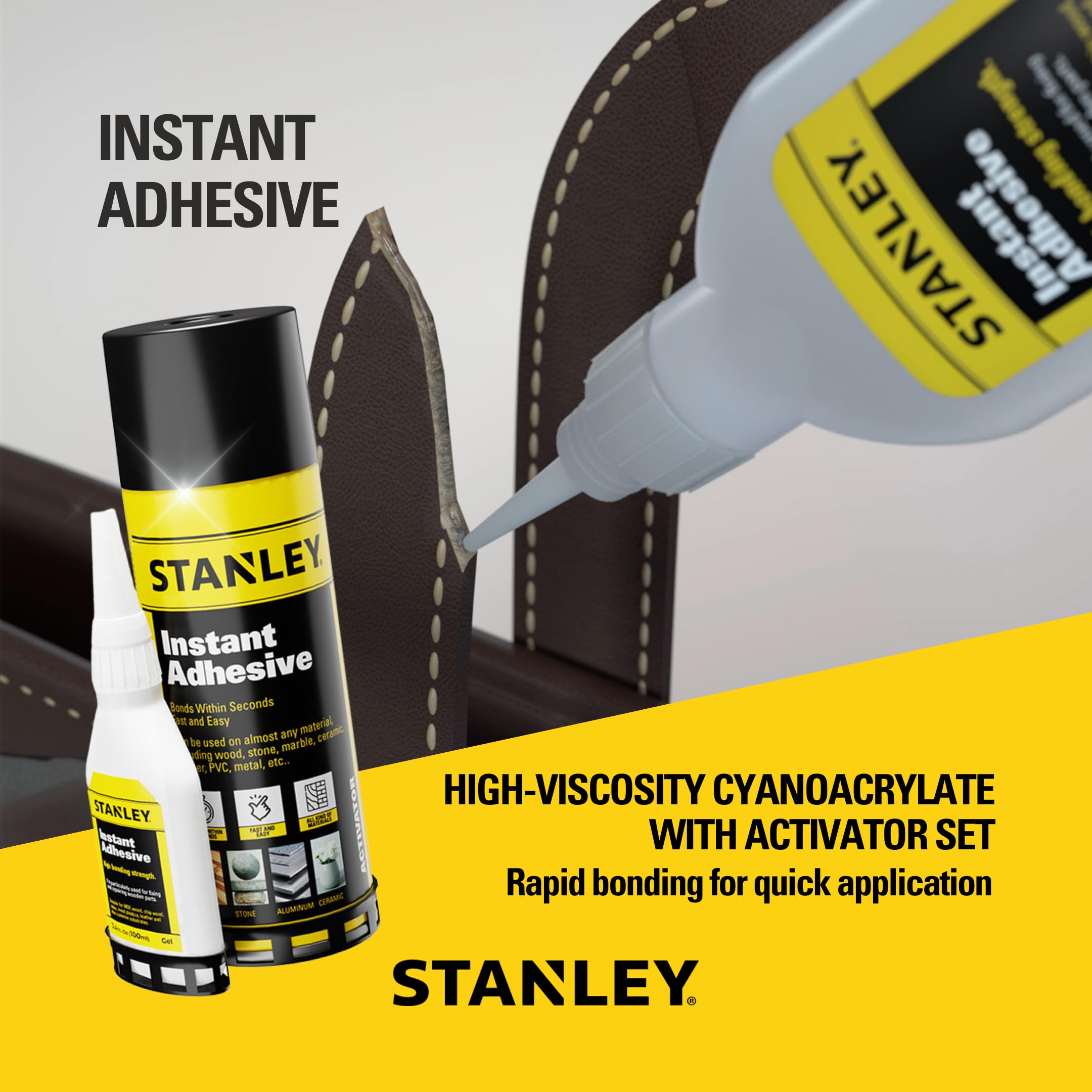 Foto 5 pulgar | Pegamento Stanley Ca Con Activador, Paquete De 50 Ml Y 200 Ml, Paquete De 2 - Venta Internacional.