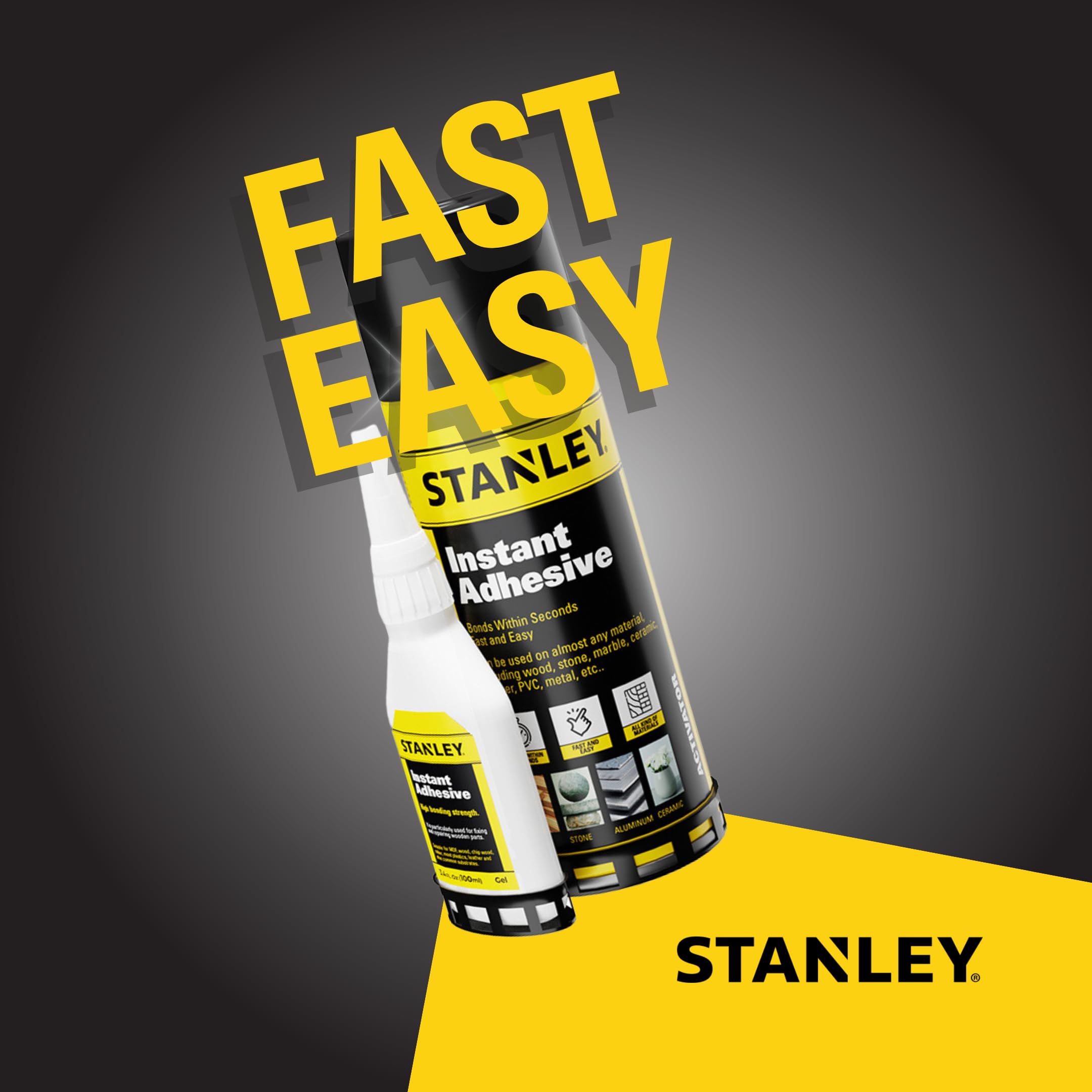 Foto 7 | Pegamento Stanley Ca Con Activador, Paquete De 50 Ml Y 200 Ml, Paquete De 2 - Venta Internacional.