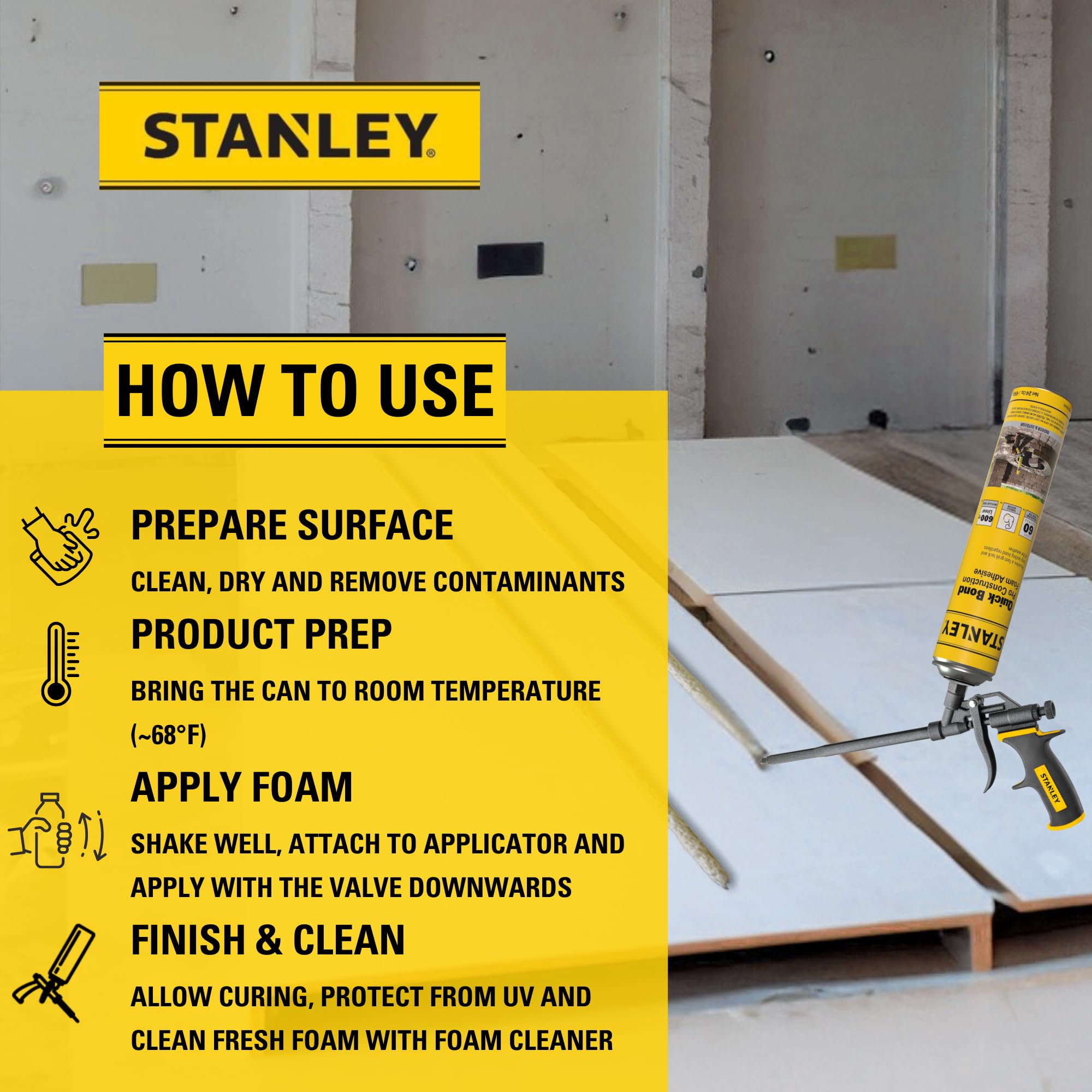 Foto 3 | Espuma Adhesiva Stanley Quick Bond 700 Ml Para Varios Materiales - Venta Internacional.