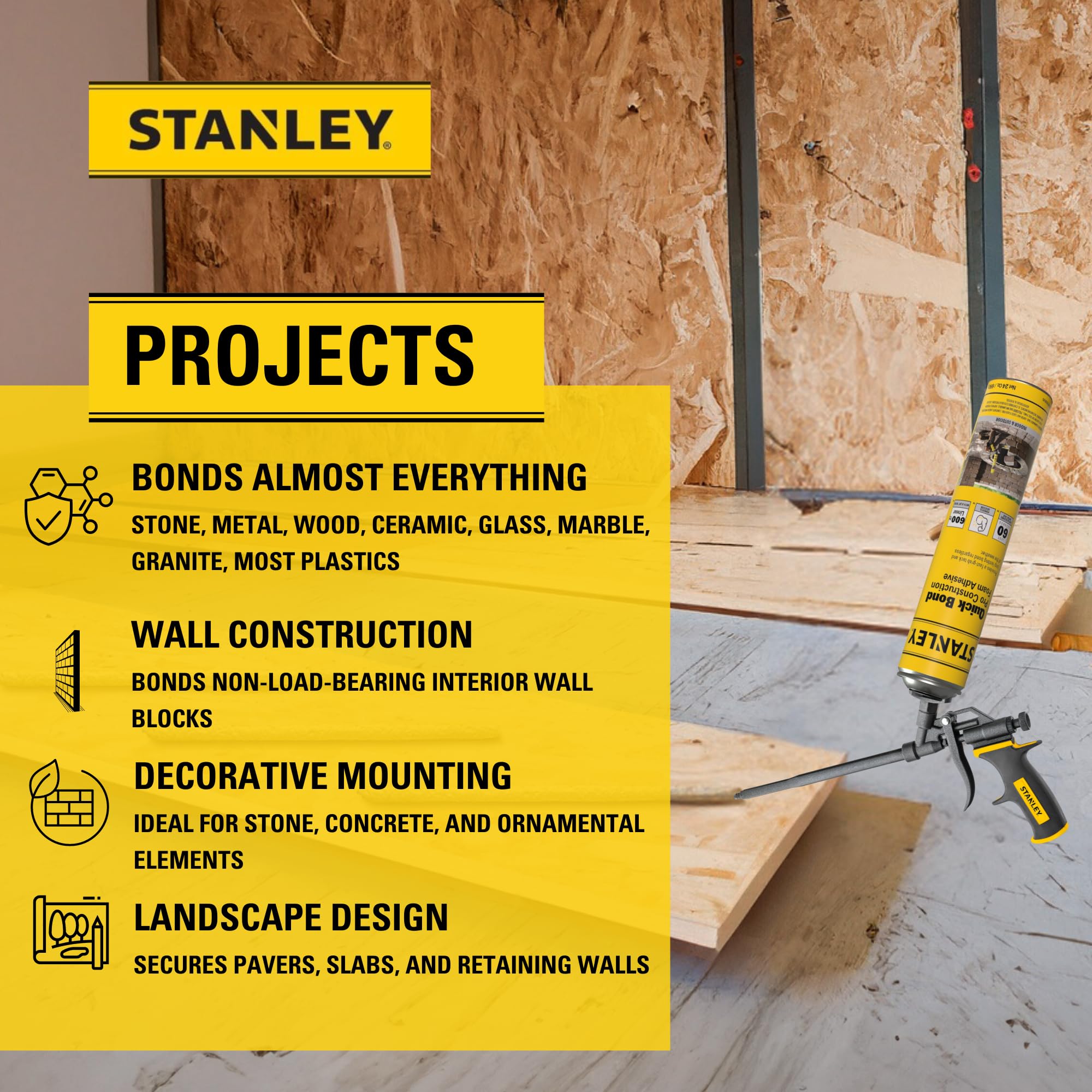 Foto 4 | Espuma Adhesiva Stanley Quick Bond 700 Ml Para Varios Materiales - Venta Internacional.