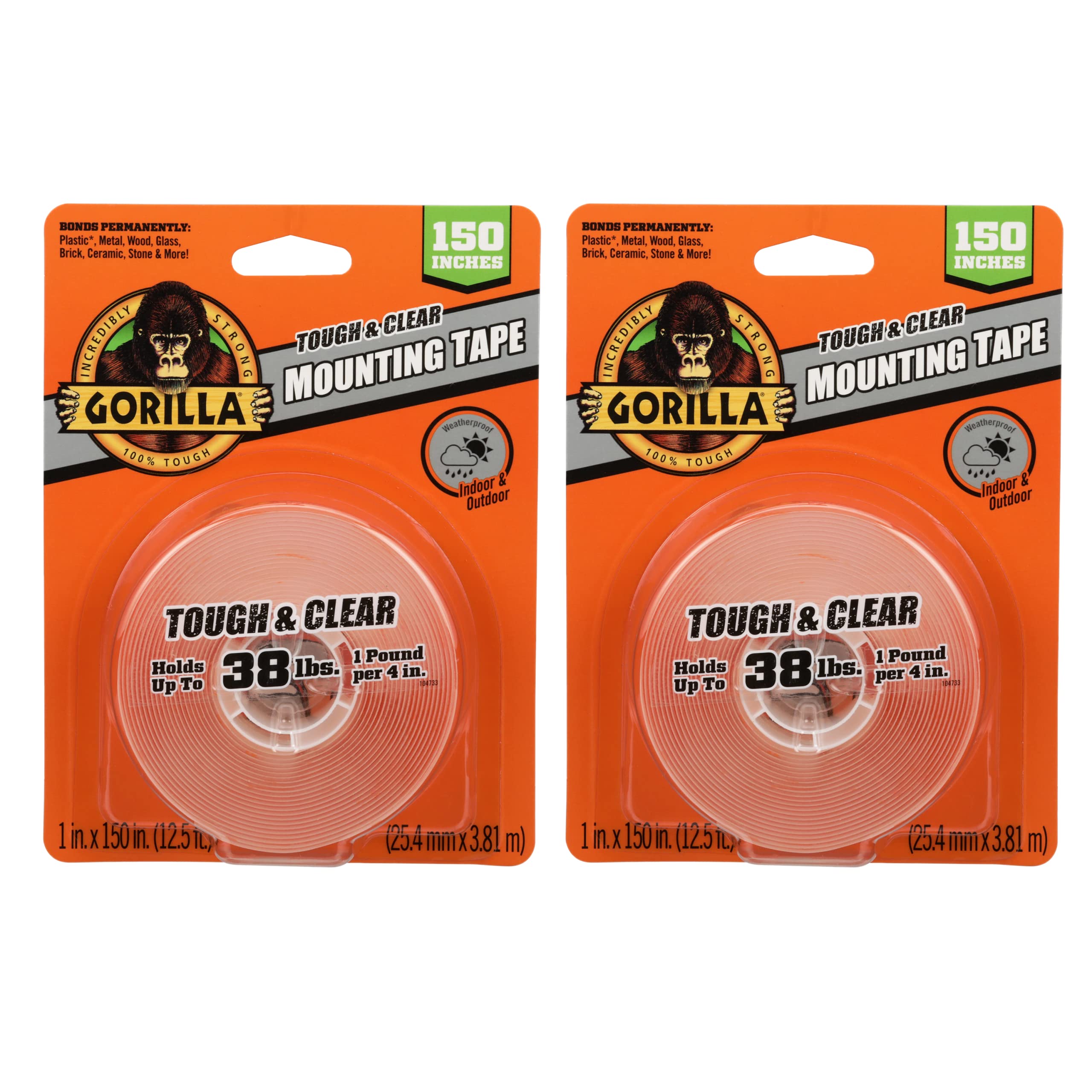 Cinta Adhesiva De Montaje Gorilla Tough & Clear Extra Grande - Venta Internacional.