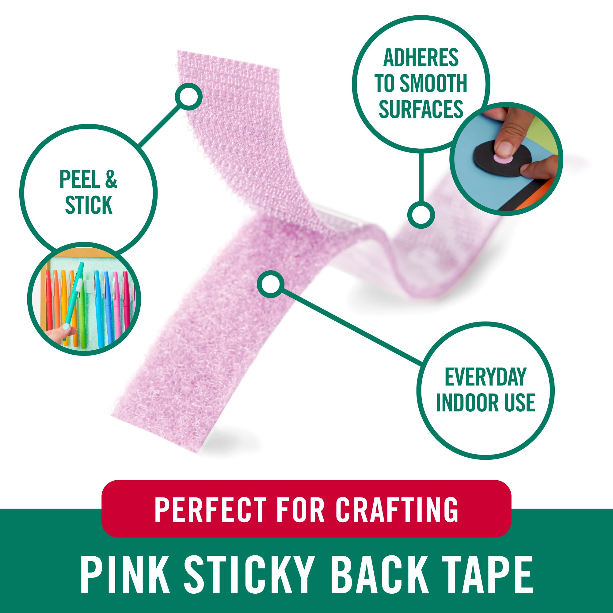 Foto 3 pulgar | Cinta Adhesiva En La Parte Trasera De La Marca Velcro, Colores Rosas, Rollo De 3 M Con Adhesivo - Venta Internacional.