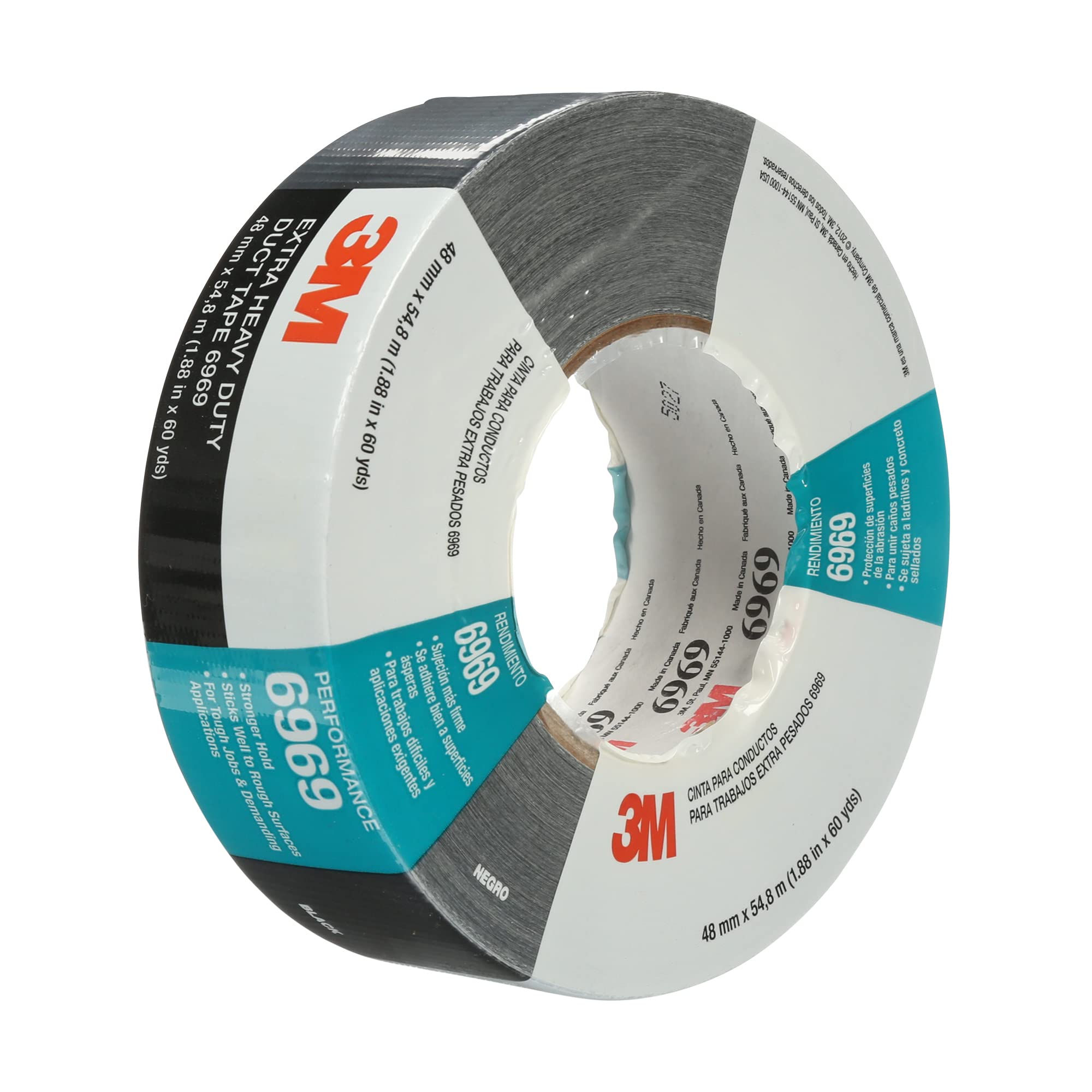 Cinta Adhesiva 3m Extra Resistente 6969 Negra, 48 Mm X 54,8 M, 10,7 Mil - Venta Internacional.