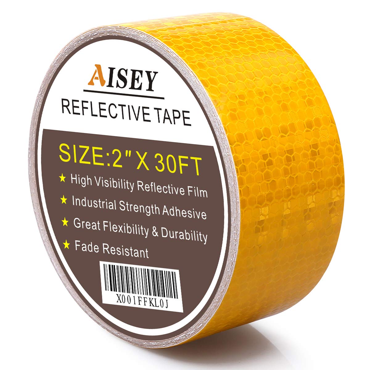 Cinta Adhesiva Reflectante Aisey De 2 X 30 Pies, Amarilla, Para Vehículos - Venta Internacional.
