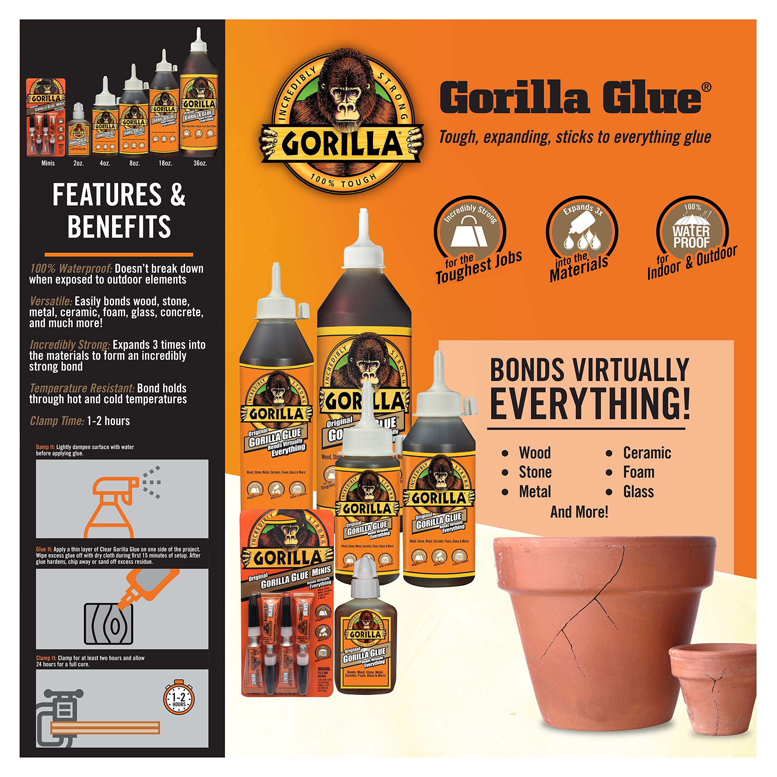 Foto 3 pulgar | Pegamento Gorilla Original Gorilla  Poliuretano Impermeable  120 Ml - Venta Internacional.