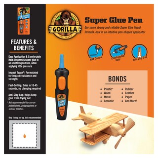 Foto 2 | Bolígrafo Super Glue Gorilla Super Glue De Ajuste Rápido 5 5 Ml (paquete De 2) - Venta Internacional.