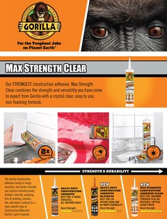 Foto 2 | Adhesivo Para Construcción Gorilla Max Strength 266 Ml Transparente - Venta Internacional.