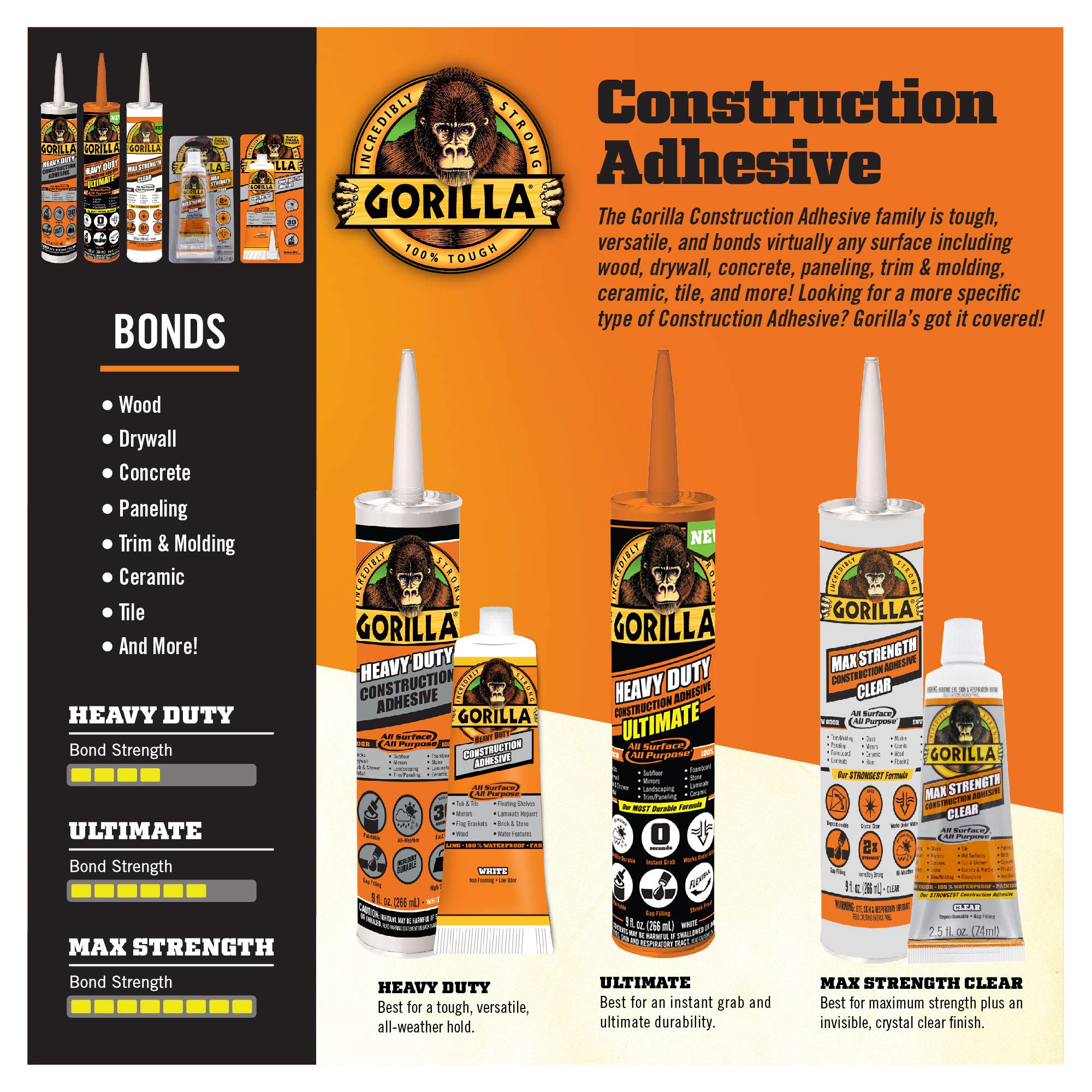 Foto 3 pulgar | Adhesivo Para Construcción Gorilla Max Strength  75 Ml  Pegamento Transparente - Venta Internacional.