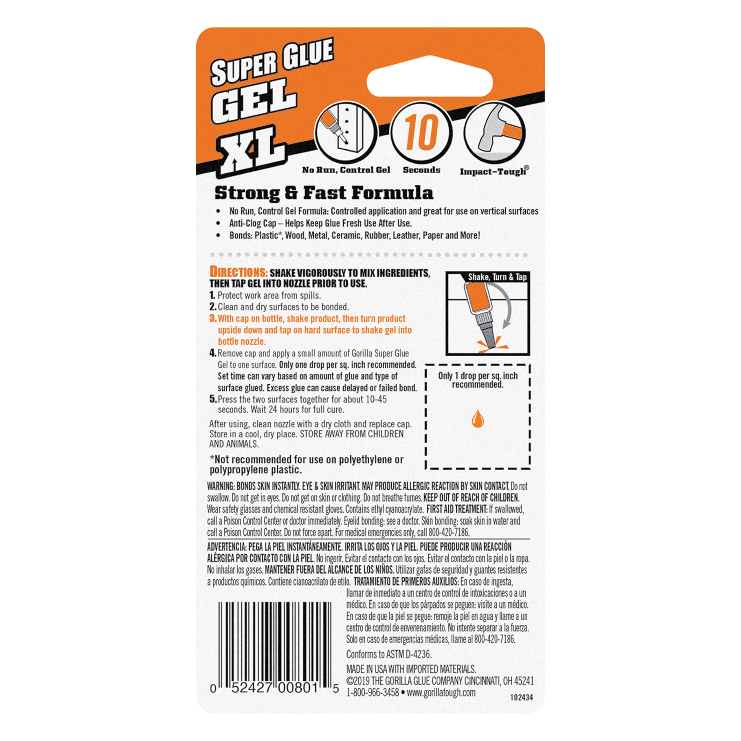 Foto 8 pulgar | Gel Superadhesivo Glue Gorilla Xl  Transparente  25 G (paquete De 2) - Venta Internacional.