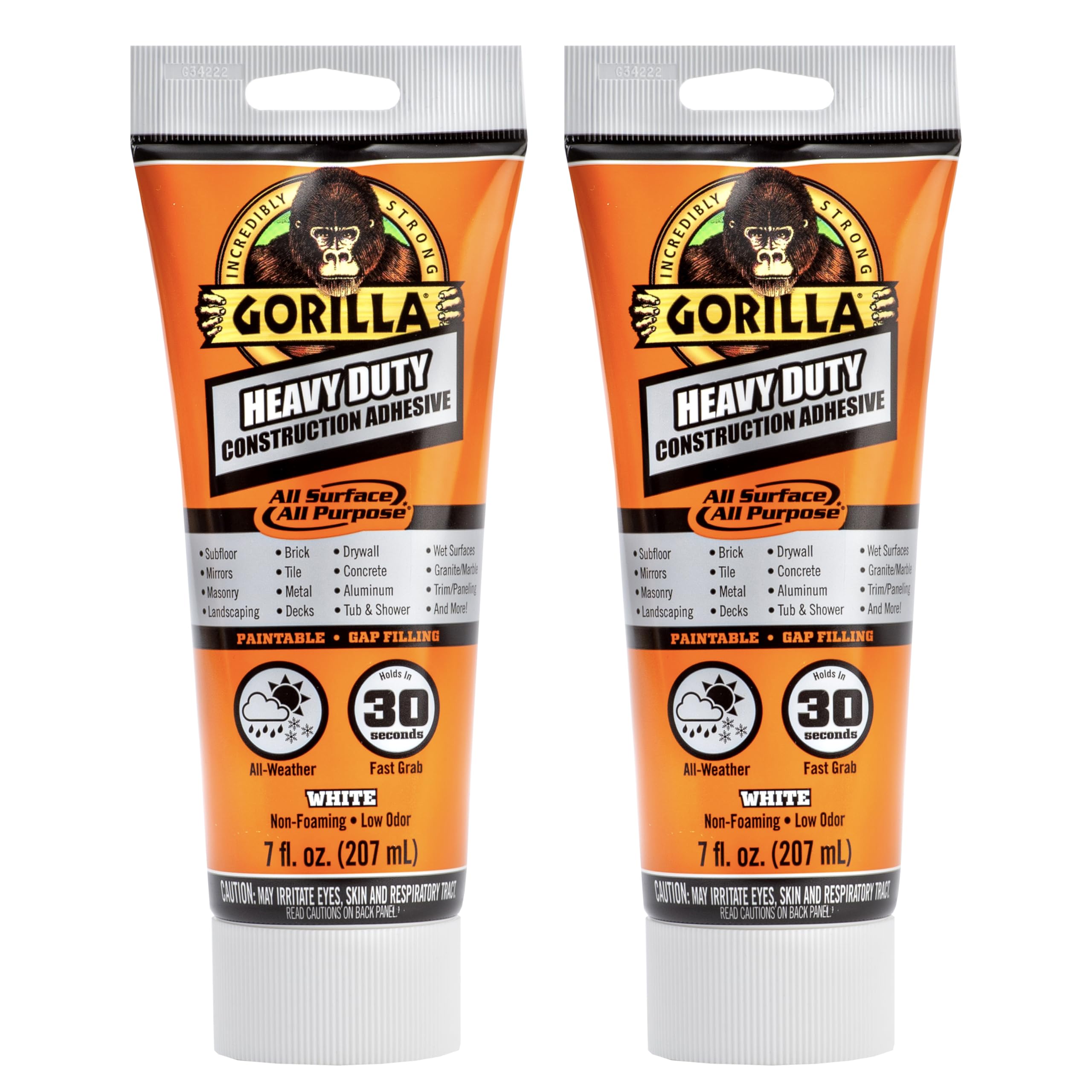 Foto 2 pulgar | Adhesivo De Construcción Gorilla Heavy Duty  207 Ml  Blanco  Paquete De 2 - Venta Internacional.