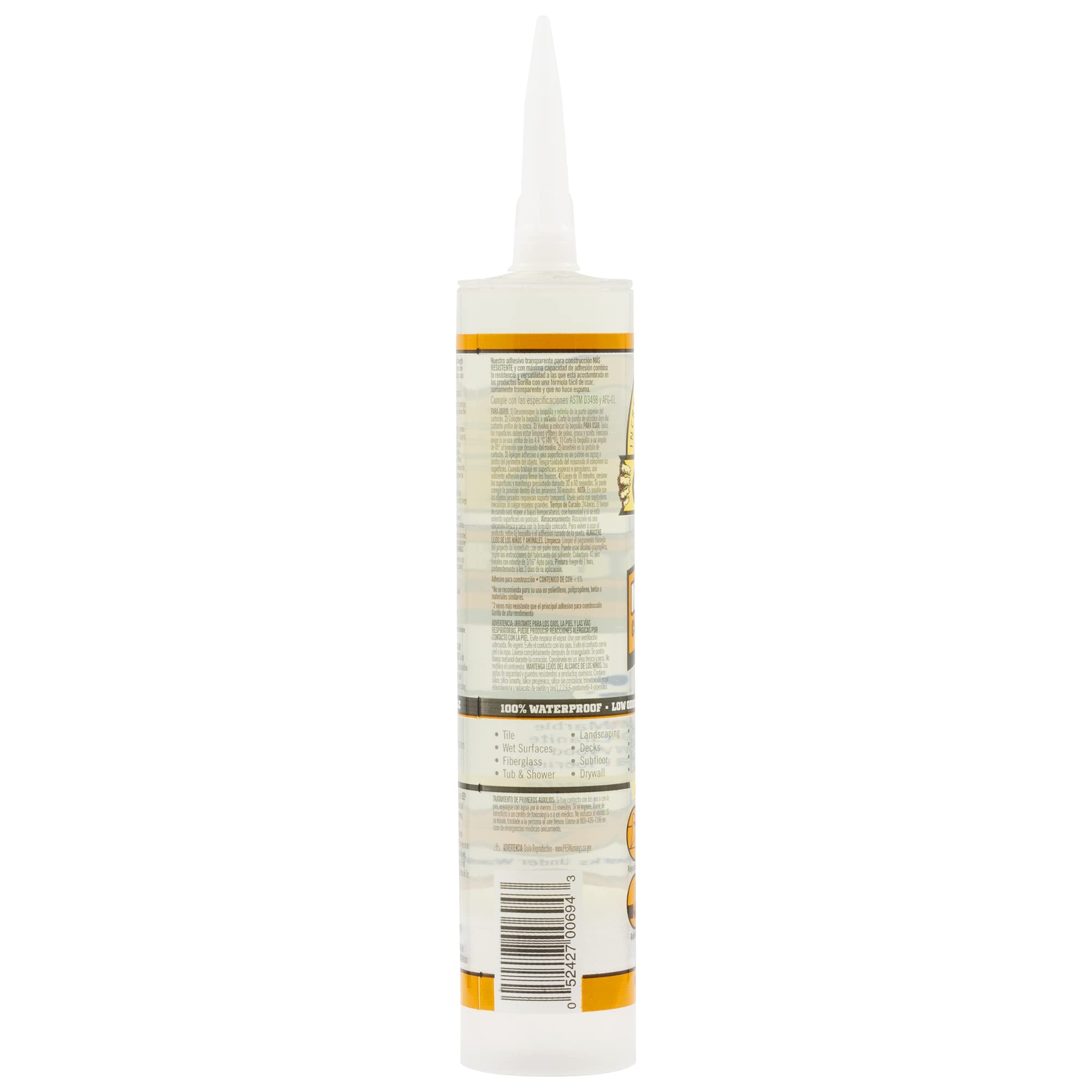 Foto 8 pulgar | Adhesivo Para Construcción Gorilla Max Strength  266 Ml  Transparente  Paquete De 2 - Venta Internacional.