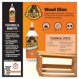 Foto 2 | Pegamento Para Madera Gorilla 1.06 L Color Madera Natural Resistente Al Agua - Venta Internacional.