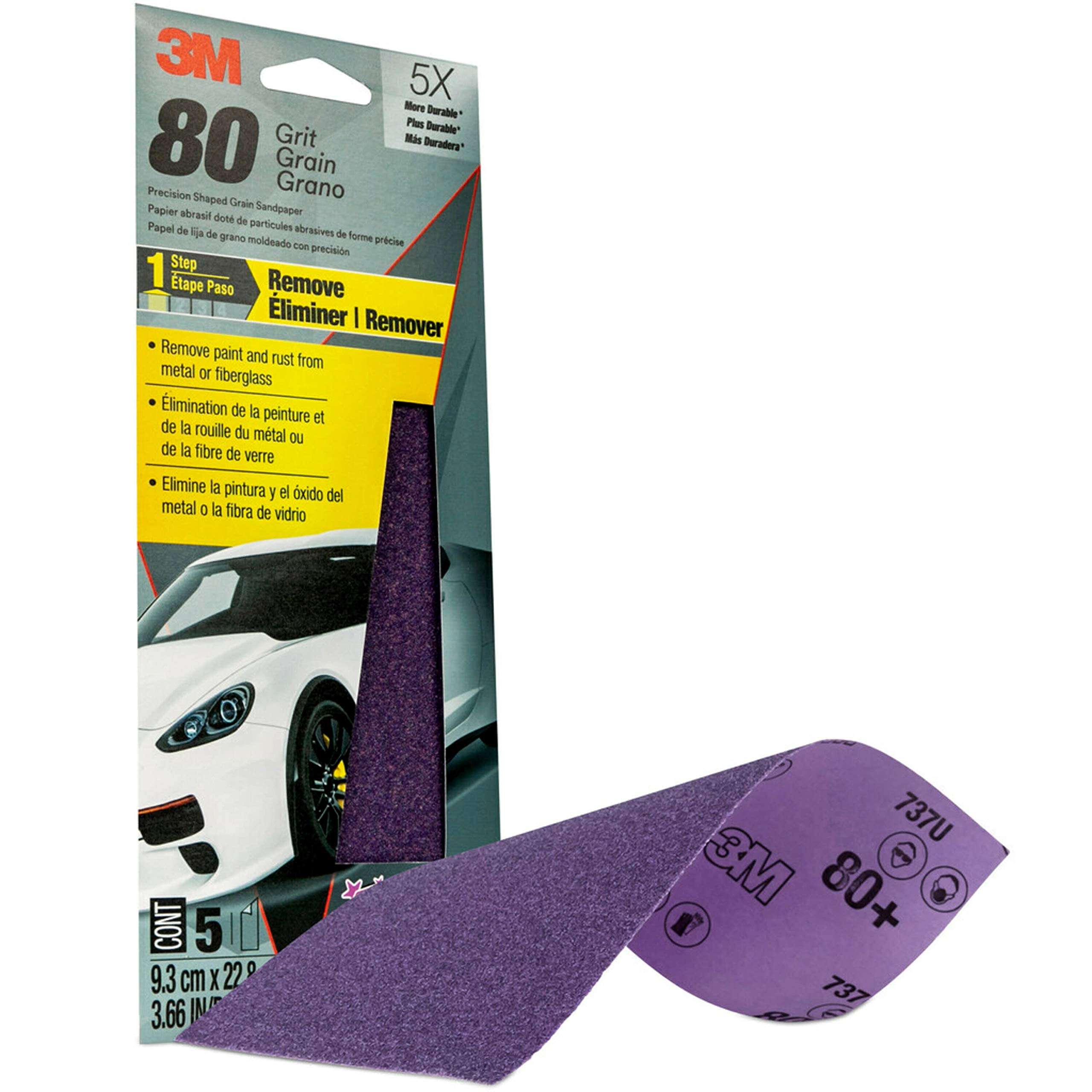 Foto 4 pulgar | Papel De Lija 3m Performance 03076, Grano 80, Paquete De 5 Hojas - Venta Internacional.