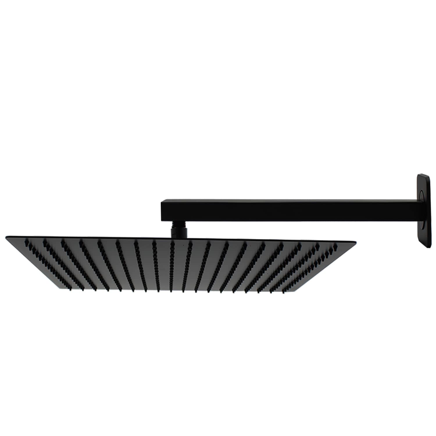 Regadera Cuadrada Rubinett color Negro Mate de 40 Cm con Brazo De Pared de Lujo $6,553