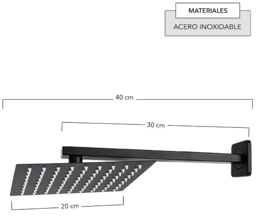 Foto 3 pulgar | Meer CNX Regadera Cuadrada Con Brazo Negro Mate Con Organizador