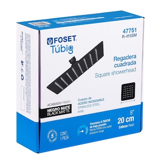 Foto 2 | Regadera Cuadrada Foset R-415SM color Negro sin Brazo