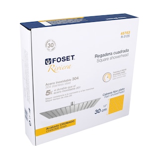 Foto 3 | Regadera Cromo 12' Foset R-312s color Plata Plato Cuadrado Sin Brazo